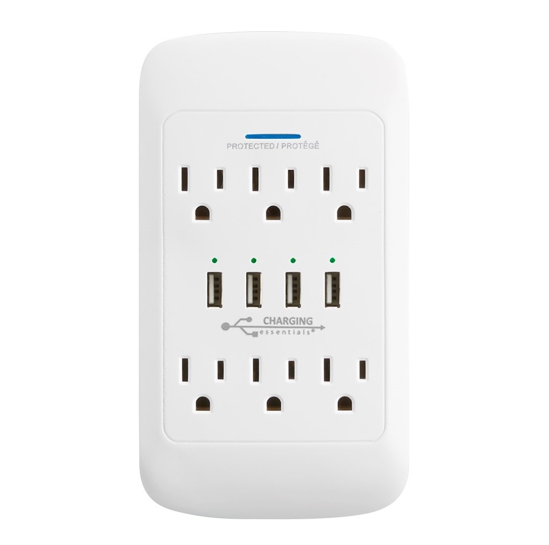 Multiprise murale avec 2 ports USB + support de téléphone